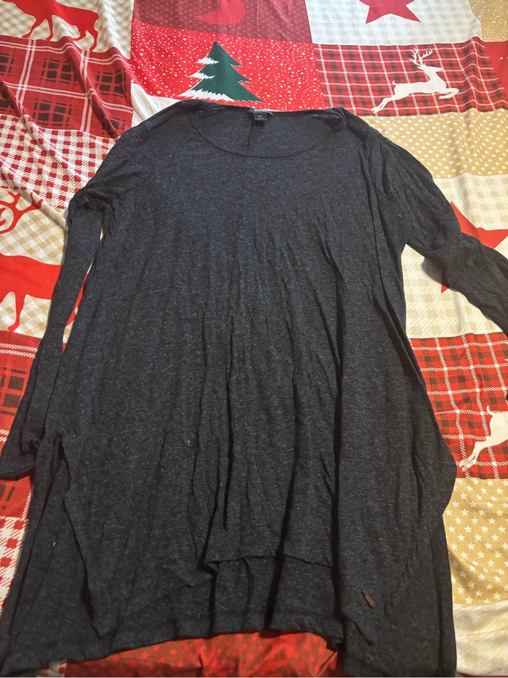 Roots Charcoal Gray Long Sleeve Scoop Neck Tunic